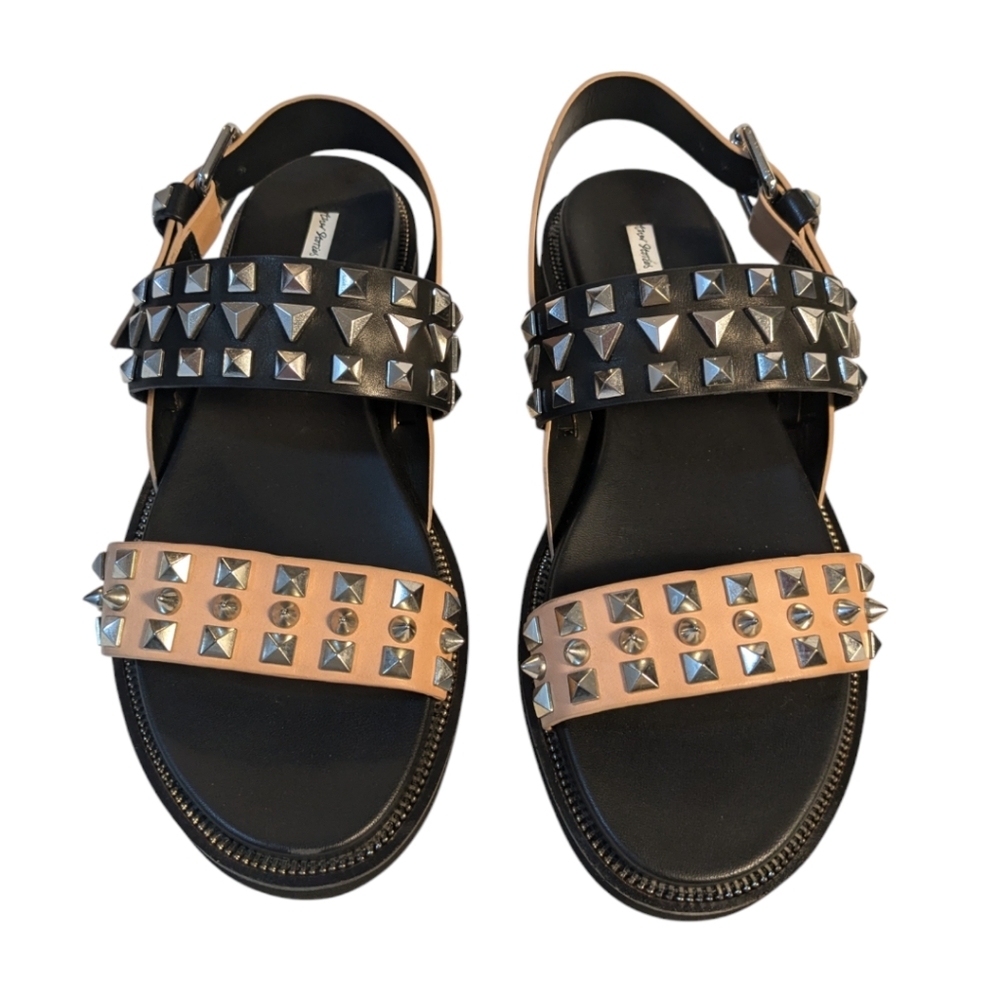 & Other Stories Black Tan Studded Sandals -Size 38 - US 7 Like New - Picture 4 of 7